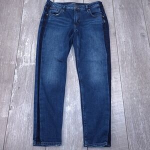 Silver Jeans Vintage Slim Womens Size 27x27 Blue Side Tuxedo Stripe Denim